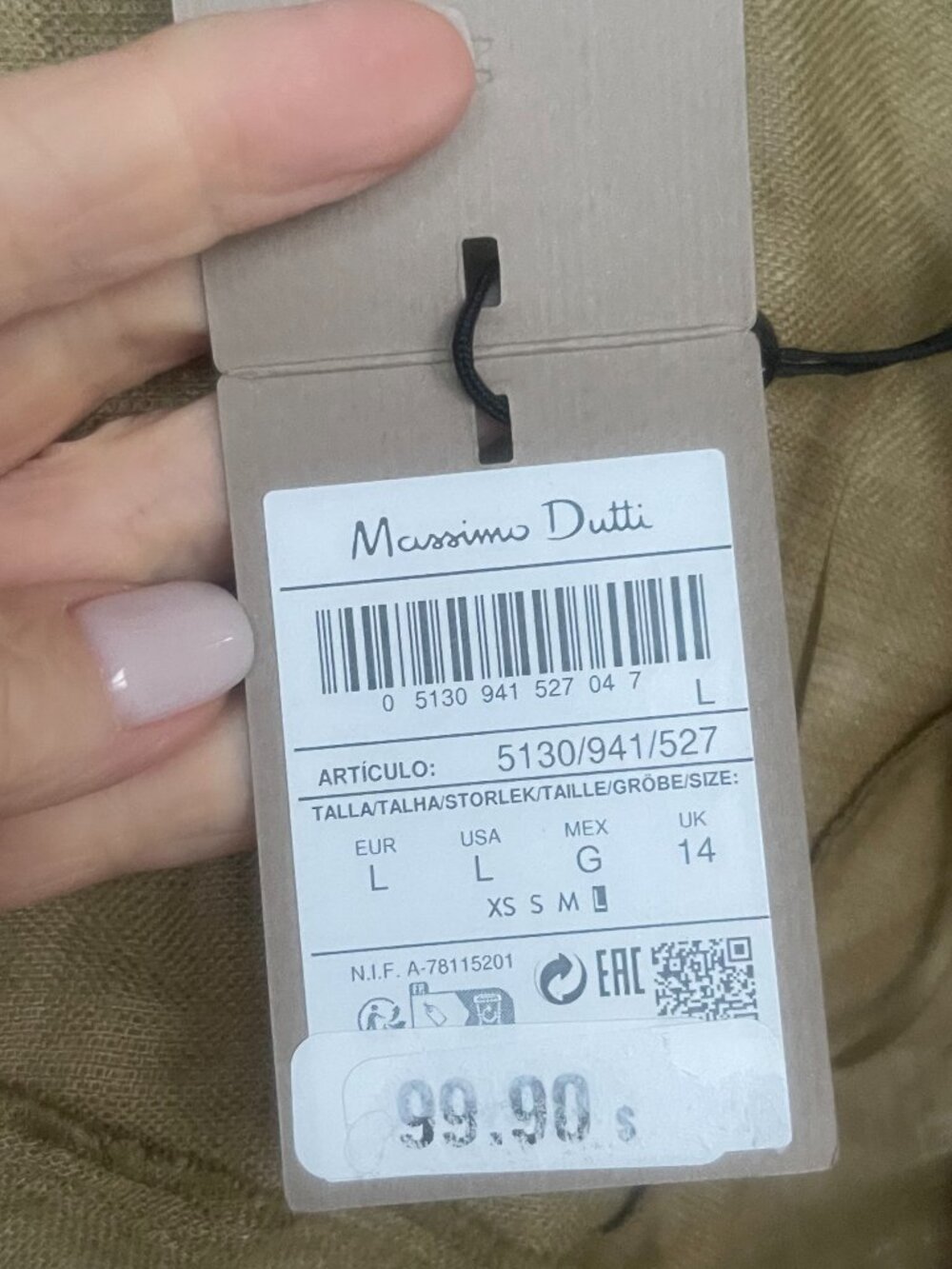 NWT Massimo Dutti Olive Green Linen Tunic sz L - Picture 5 of 8